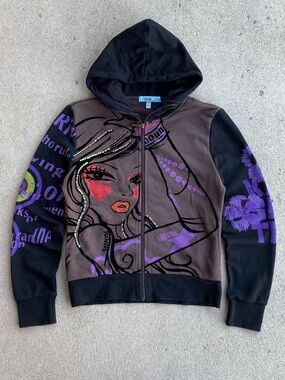 00s Y2k AOP Colori Multicoloured Zip-Up Hoodie